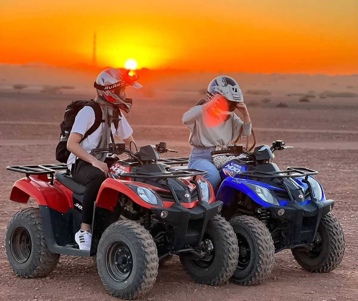 Travelers riding quad bikes near Agadir